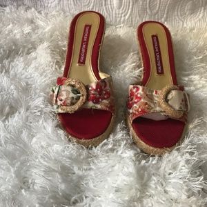 Chinese Laundry Red Floral Wedge Sandal